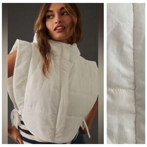 Anthropologie Pilcro White Emma Cropped Puffer Vest One Size